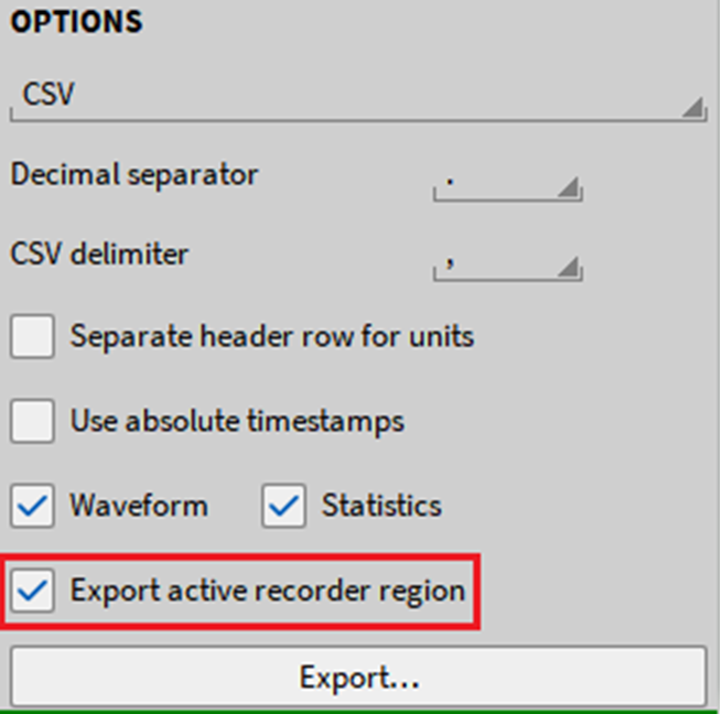 export options